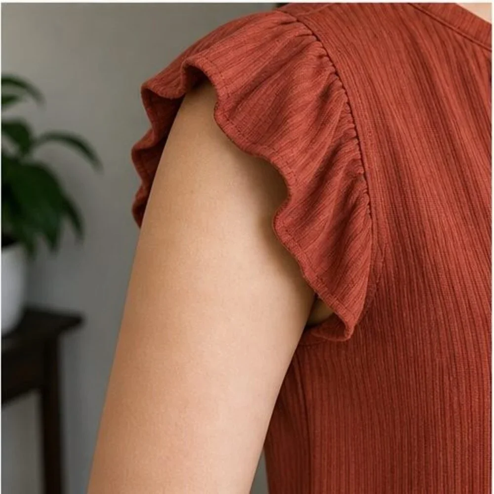 Rust Puff Sleeve Top - Picture 5 of 6